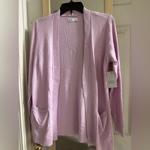 croft & barrow Lavender Open-Front Pocket Cardigan